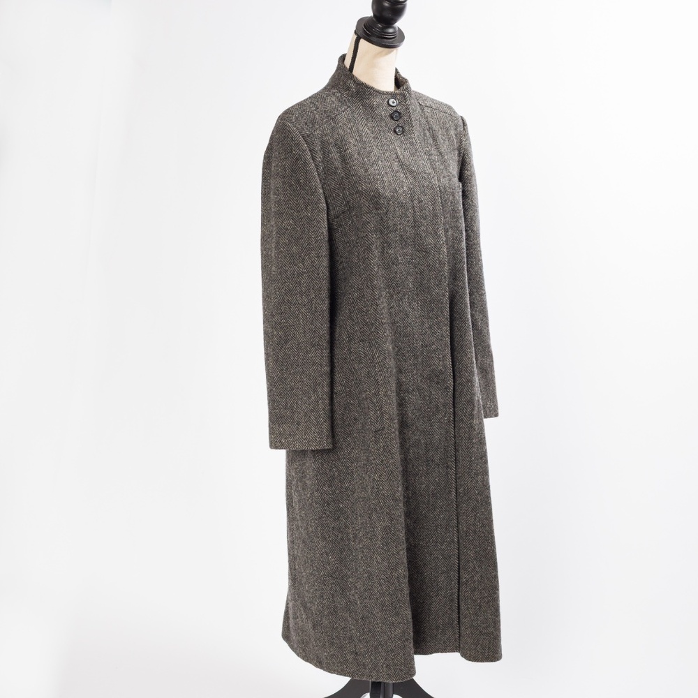 Vintage 100% pure wool full length coat herringbone tweed J.G Hook M - Picture 4 of 16